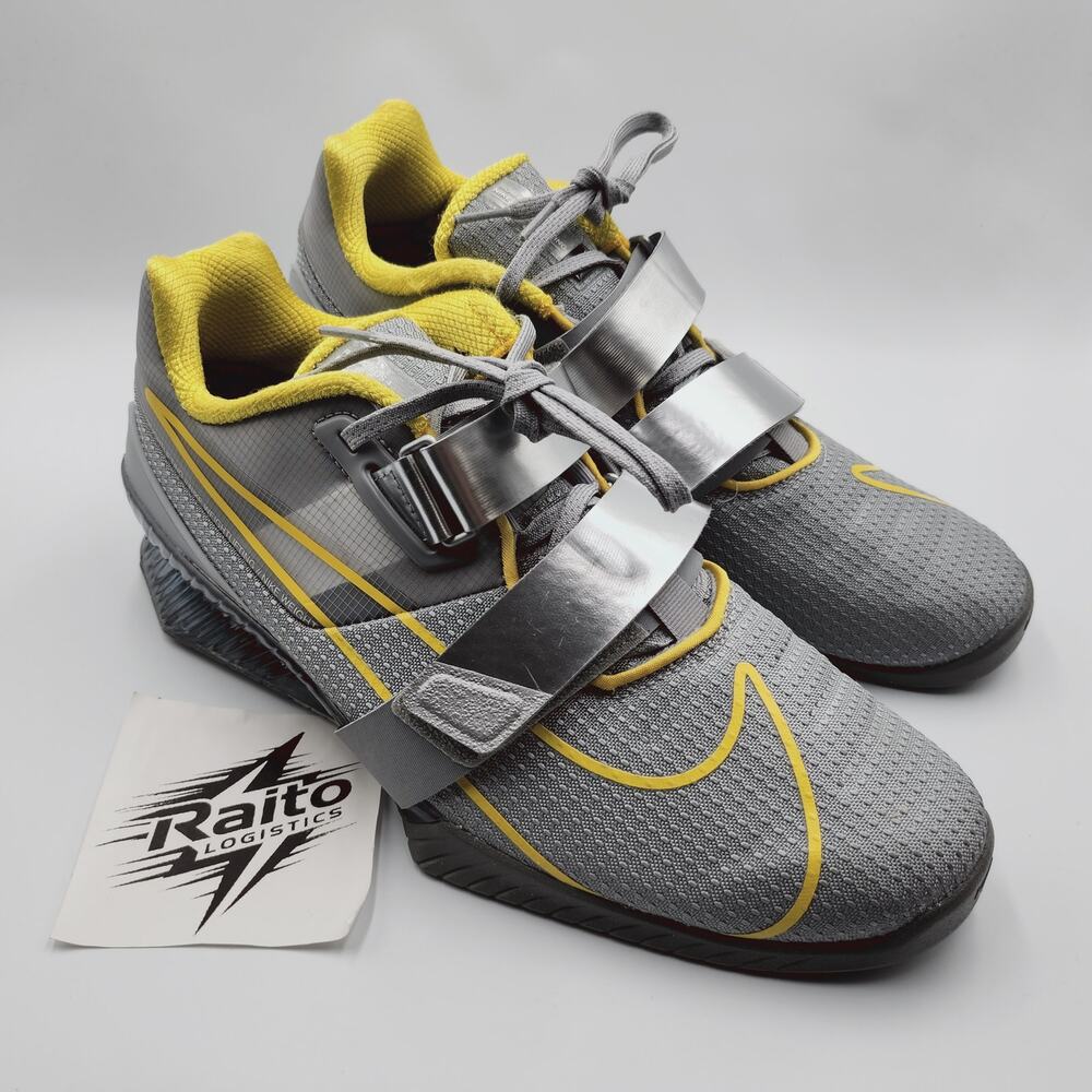 Mens Size 12 Nike Weightlifting Shoes Romaleos 4 Athletic Gray Yellow CD3463-002